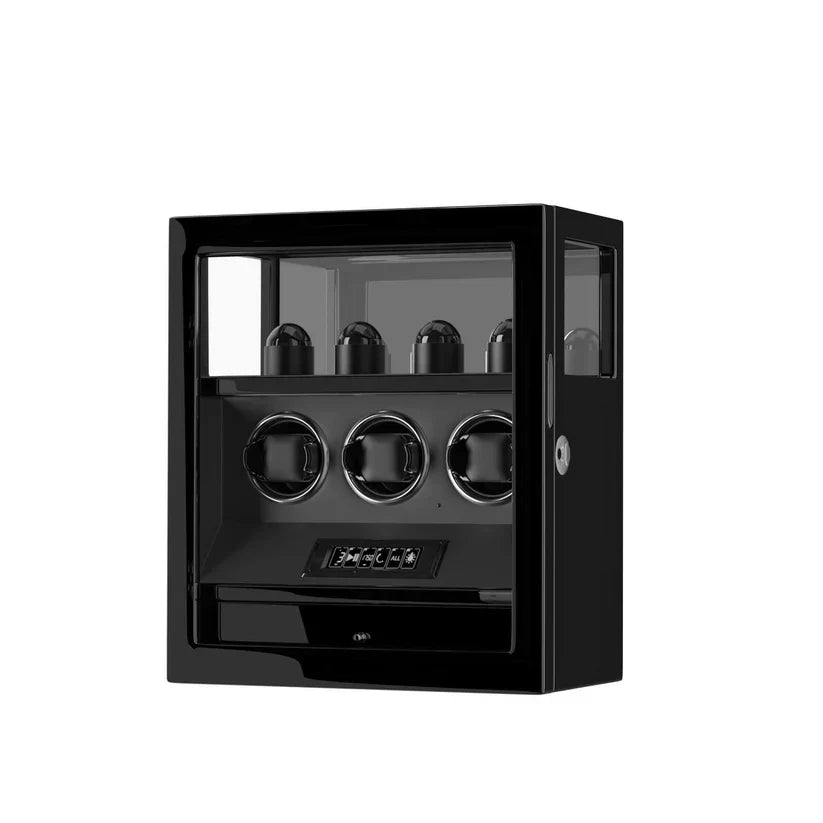 Coffre Fort Montre Cuir Noir 3 Places Empreinte Digitale