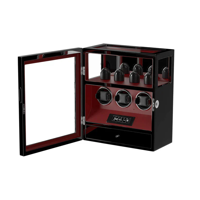 Coffre Fort Montre Cuir 3 Places Empreinte Digitale Premium