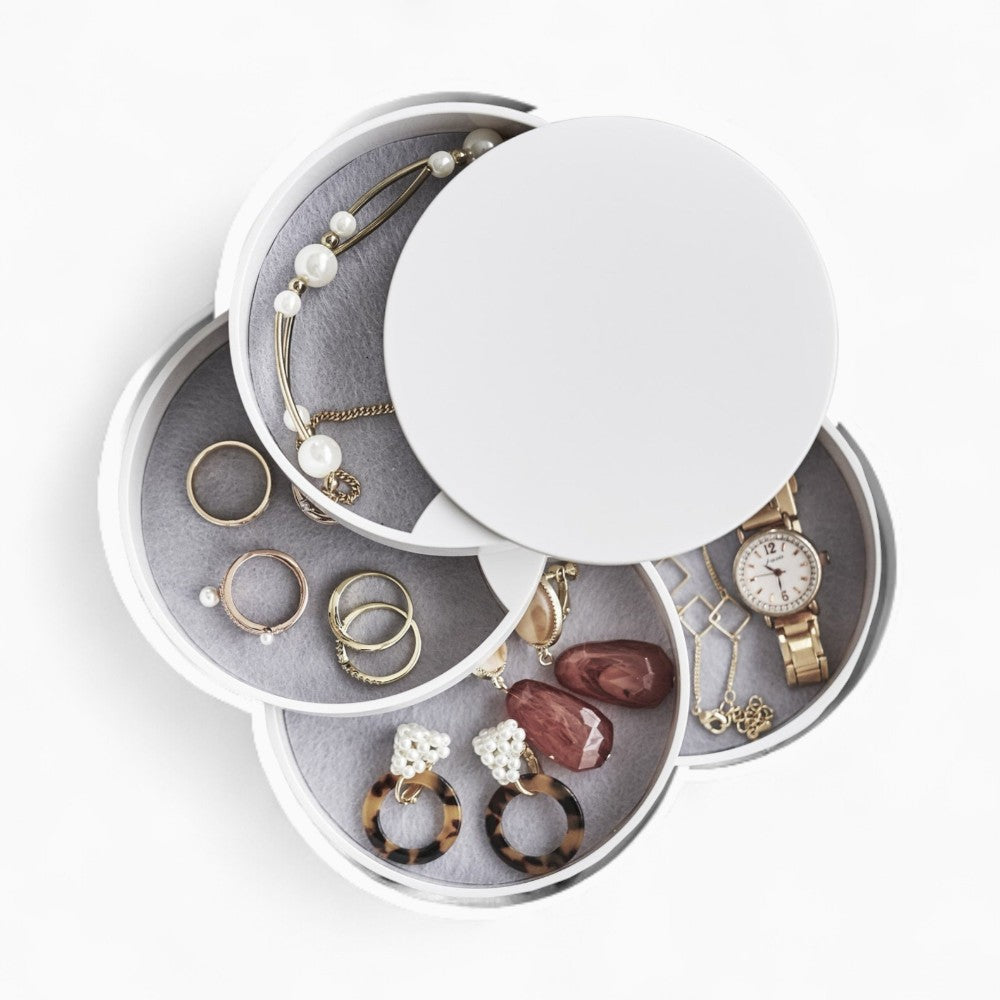 Boîte Bijoux Plastique Rotative 4 Niveaux Ronde