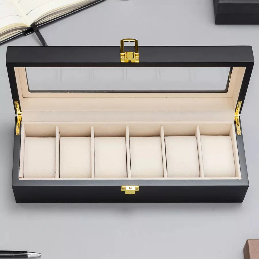 Boîte Rangement Montres Vitrine Luxe Noir Pro