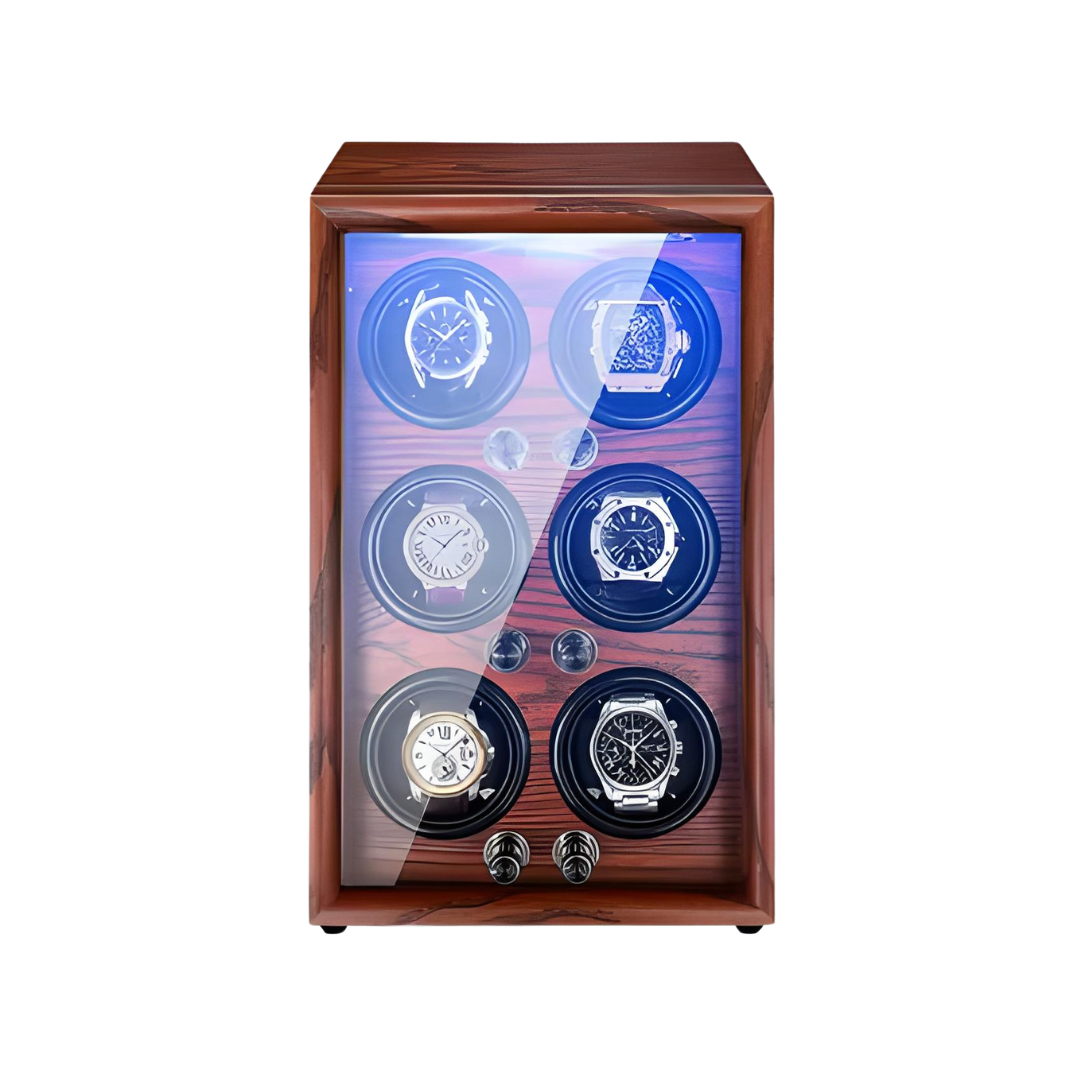 Remontoir Montre Automatique Bois Noyer 6 Places
