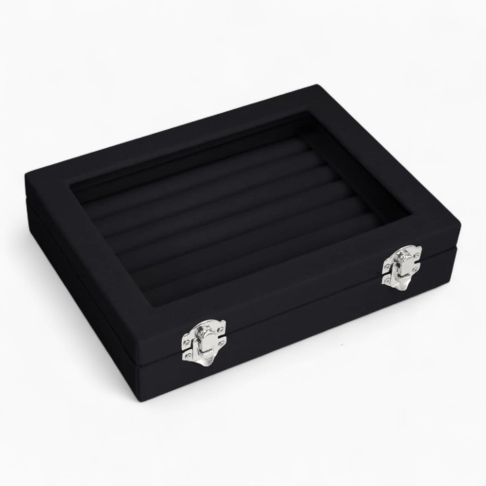 Boîte Bagues Velours Cuir Plateau Compact