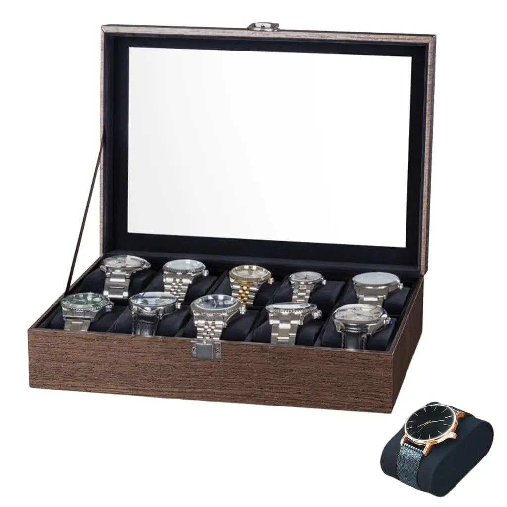 Boîte Montres Bois Velours 10 Slots
