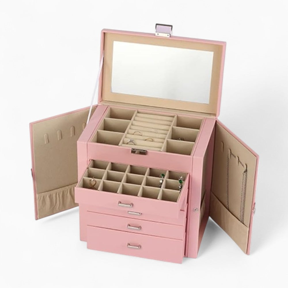 Boîte à Bijoux Cuir 5 Tiroirs Coffret
