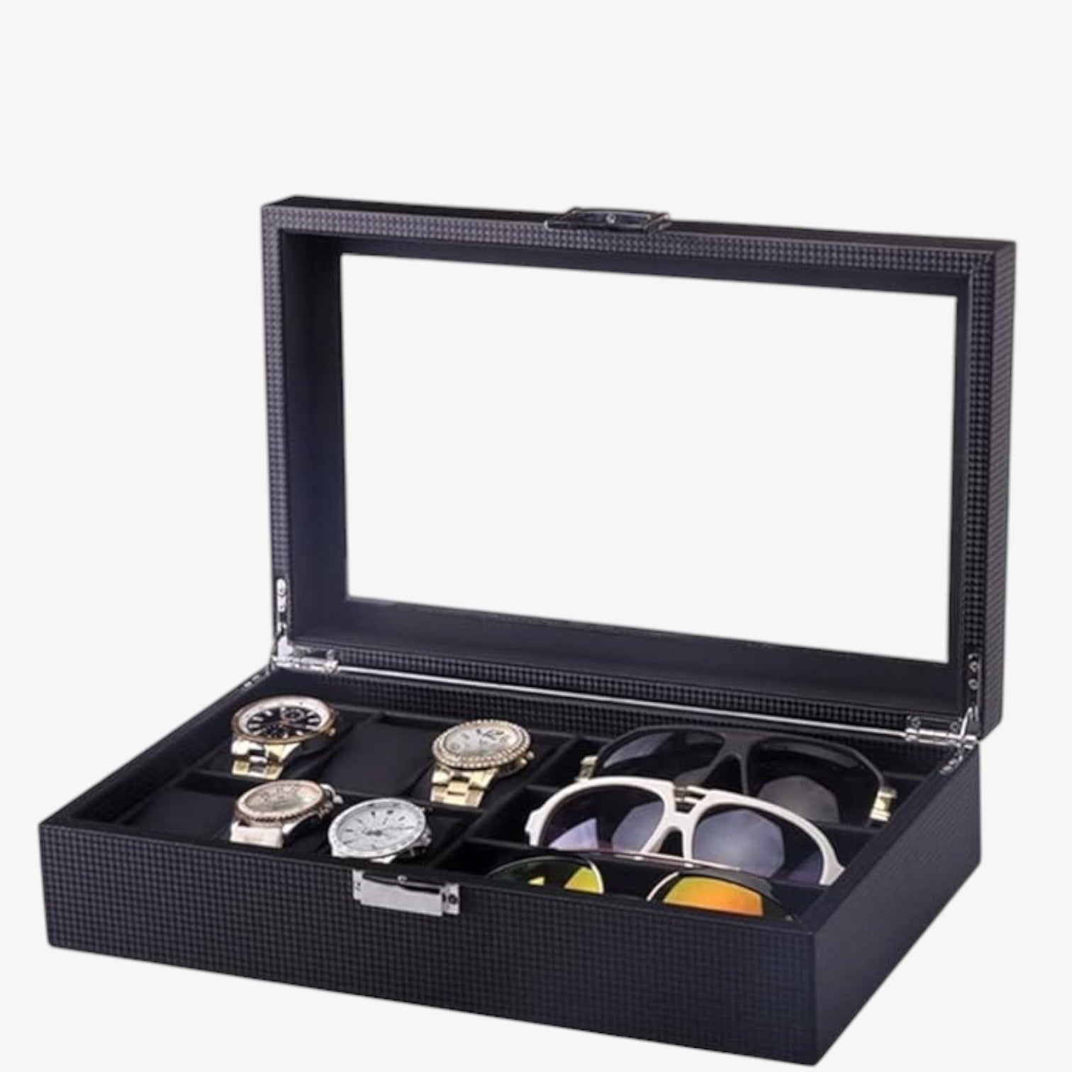 Coffret Montres Cuir 6 Places Fibre Carbone