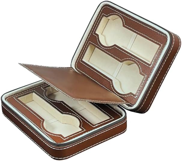 Étui Montre Cuir Vintage Marron 4 Places Voyage
