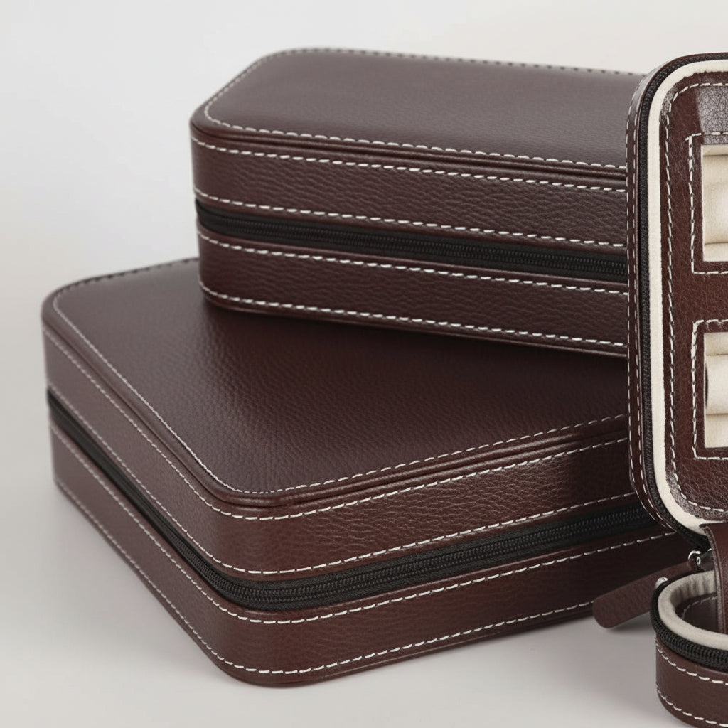 Étui Montre Cuir Marron 8 Places Nomade