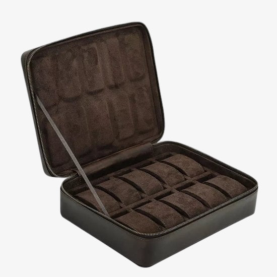 Étui Montres Cuir 10 12 Places Fermeture Éclair