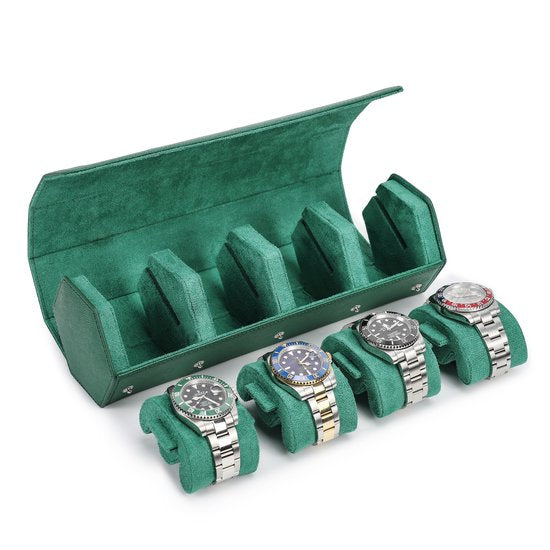 Étui Montre Cuir Vert 4 Emplacements