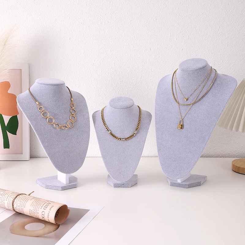 Présentoir collier buste gris