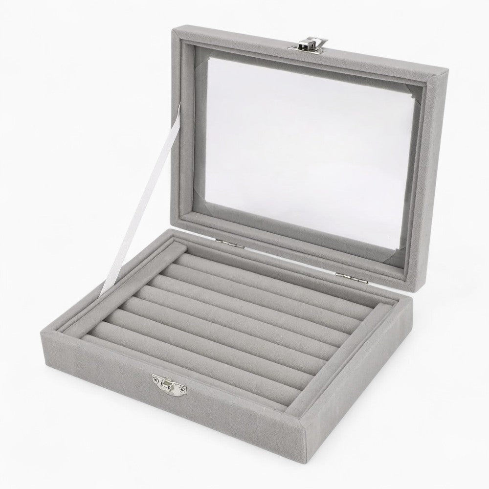Boîte Bagues Velours Cuir Plateau Compact