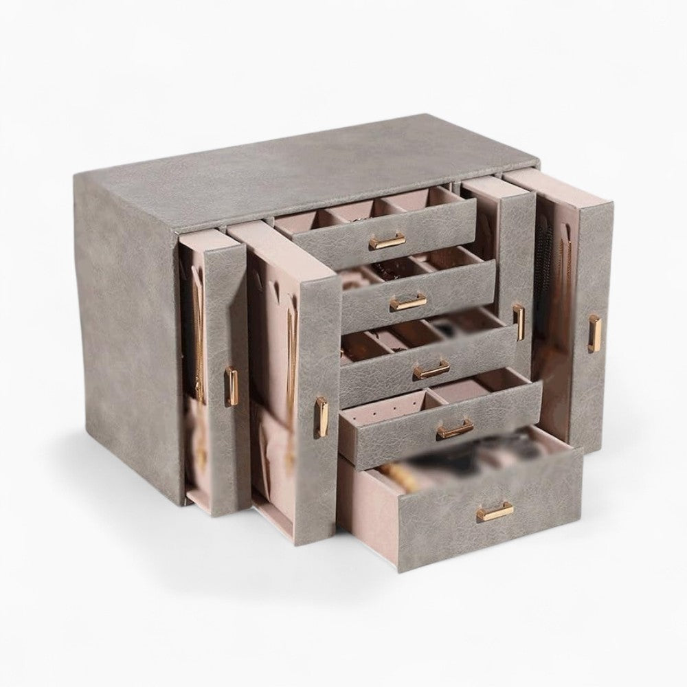 Boîte à Bijoux Cuir Grande Capacité 4 Couleurs