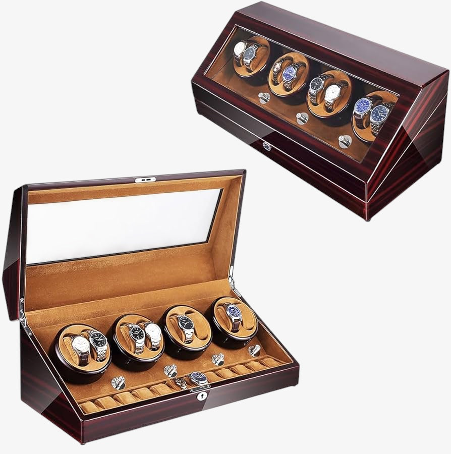 Remontoir 6 Montres Bois Cuir Noir Luxe