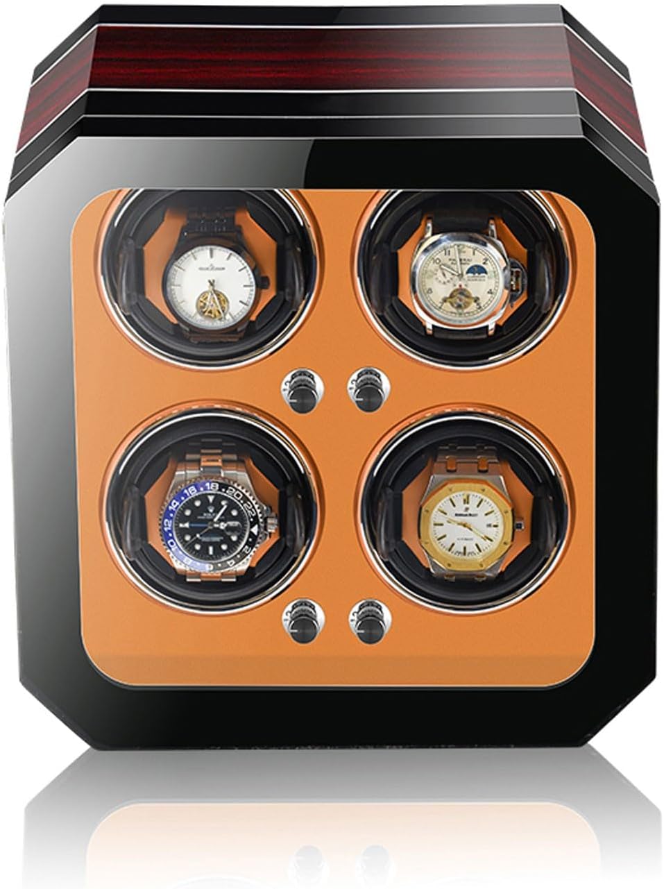Remontoir Bois Cuir 4 Montres Automatiques Silencieux