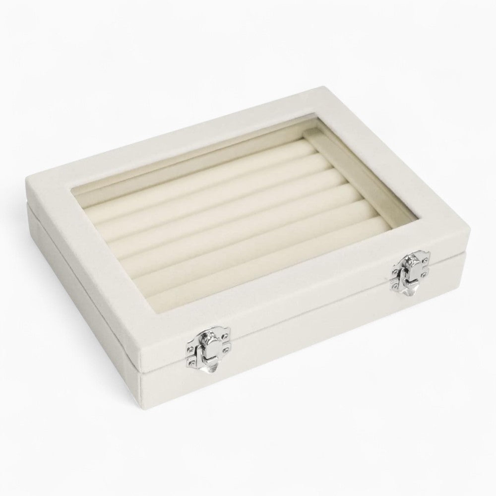 Boîte Bagues Velours Cuir Plateau Compact
