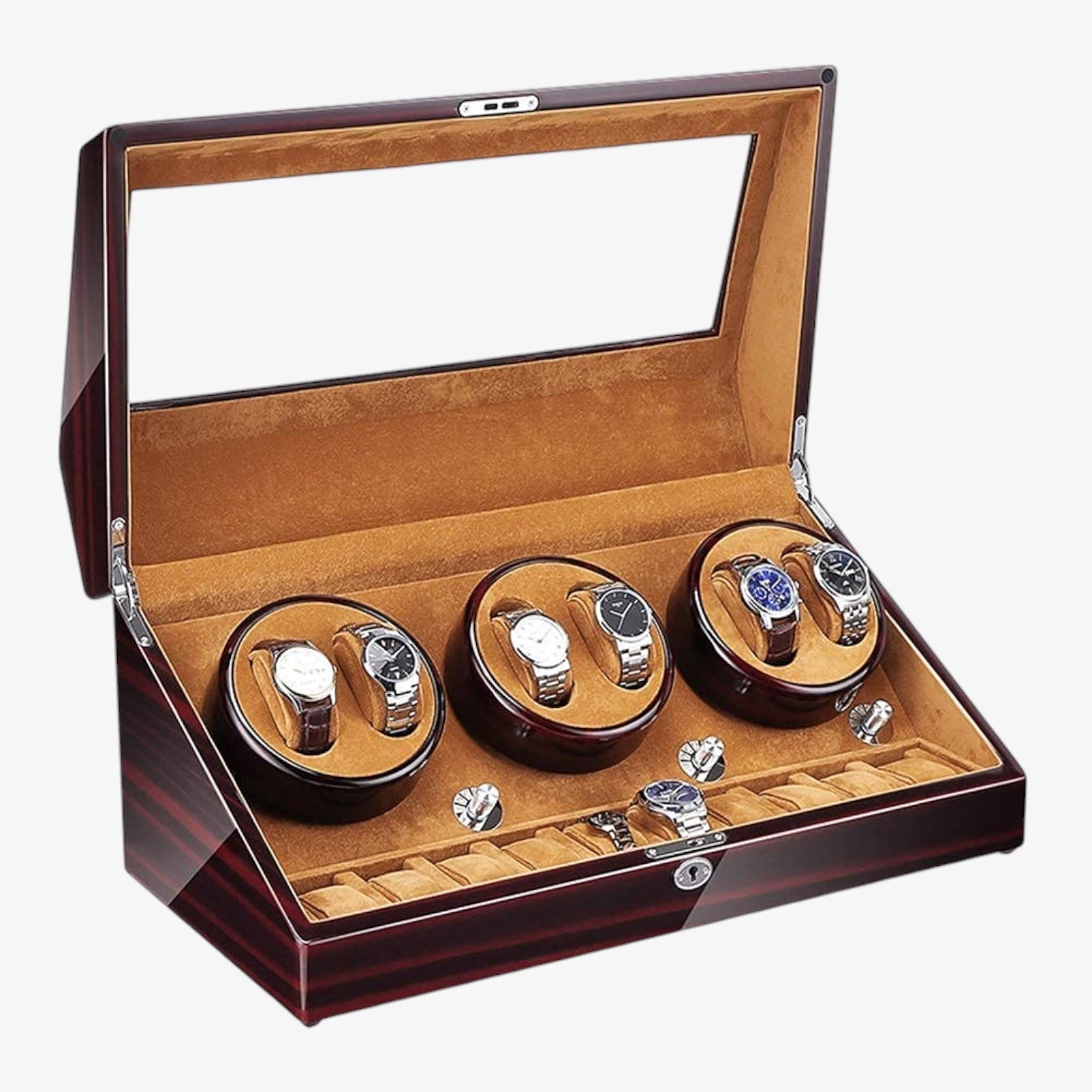 Remontoir 6 Montres Bois Cuir Noir Luxe