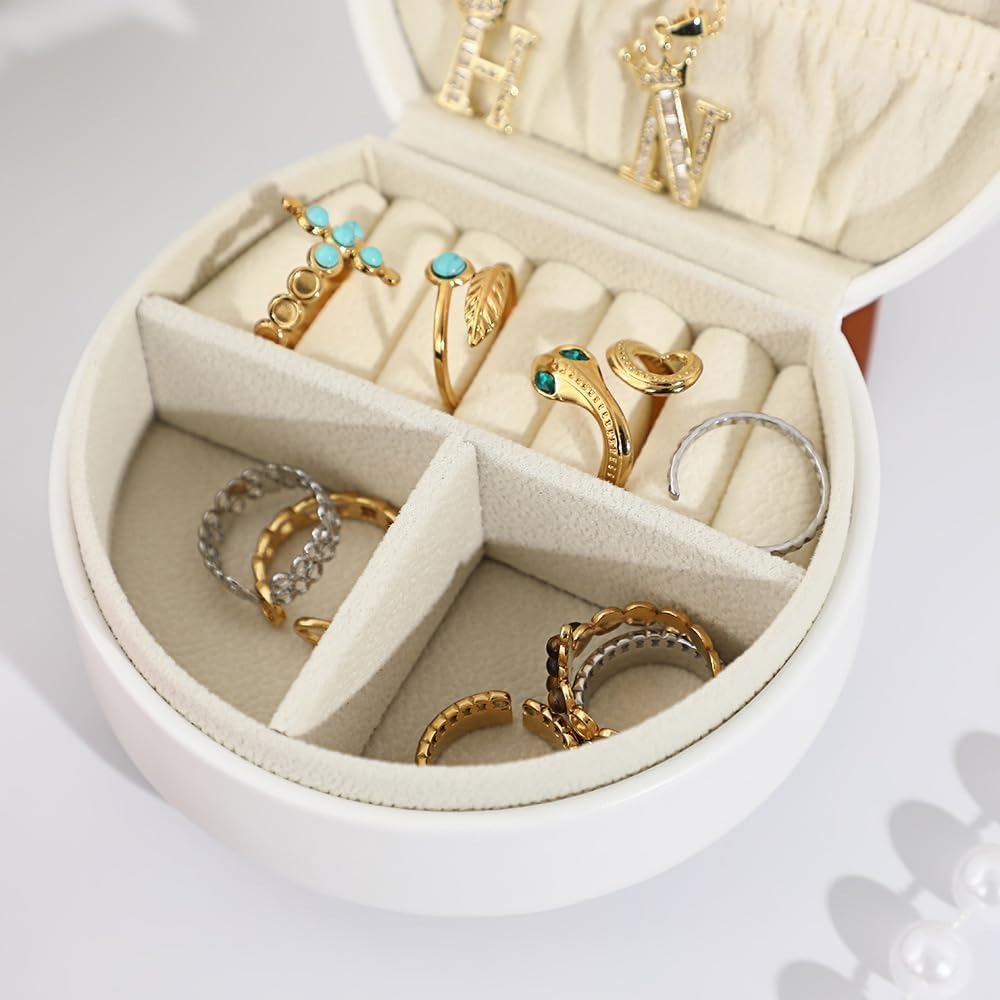 Boîte Bijoux Cuir Ronde Velours Voyage