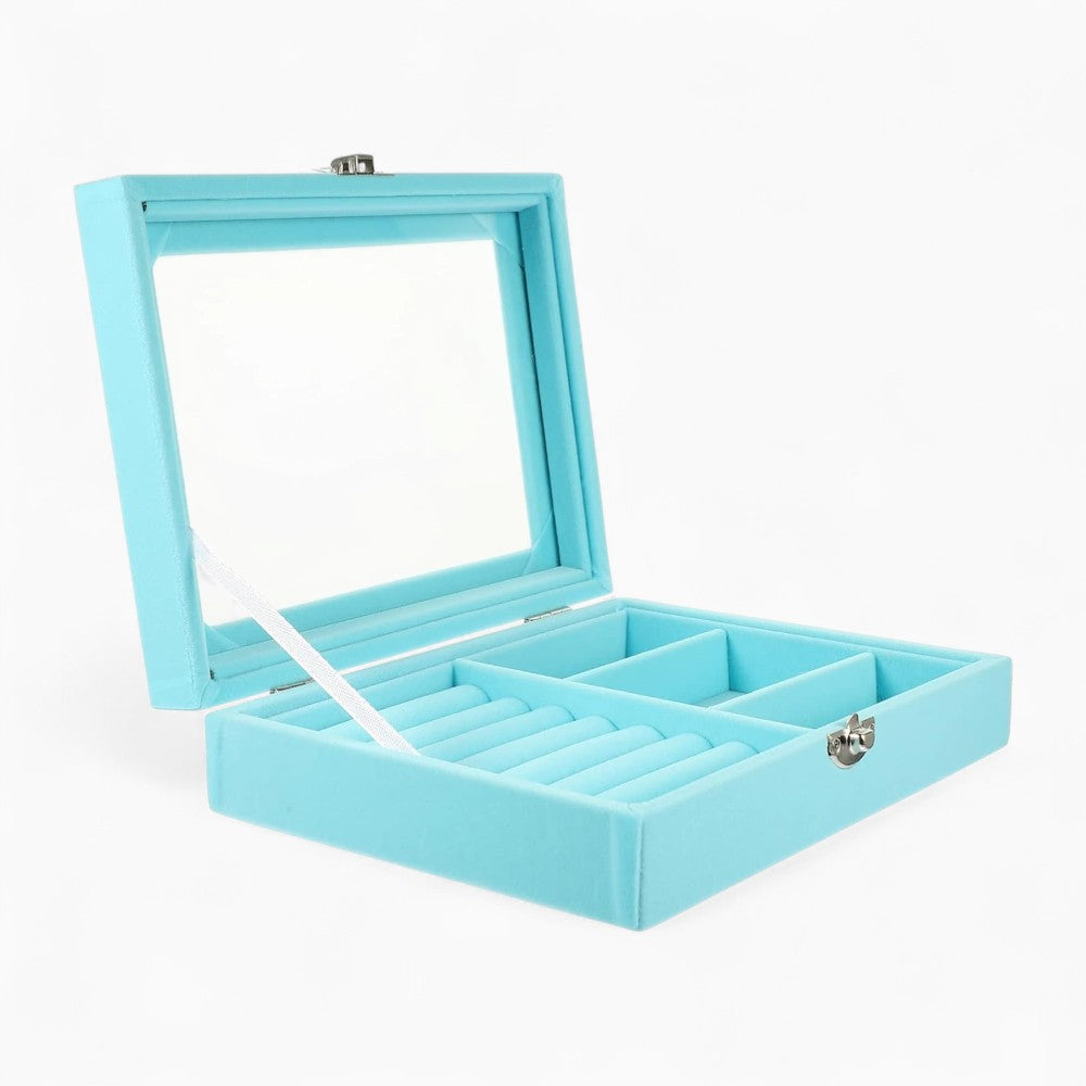 Boîte Bagues Velours Cuir Plateau Compact