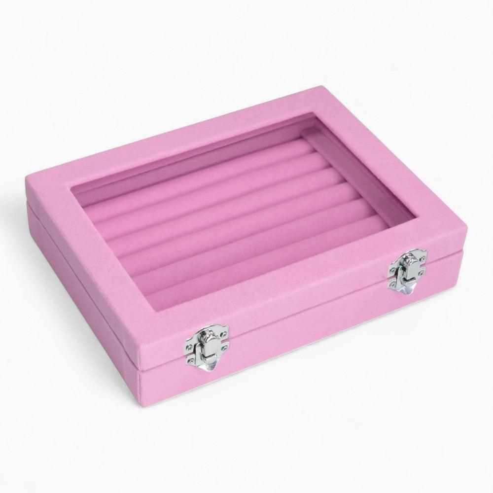 Boîte Bagues Velours Cuir Plateau Compact