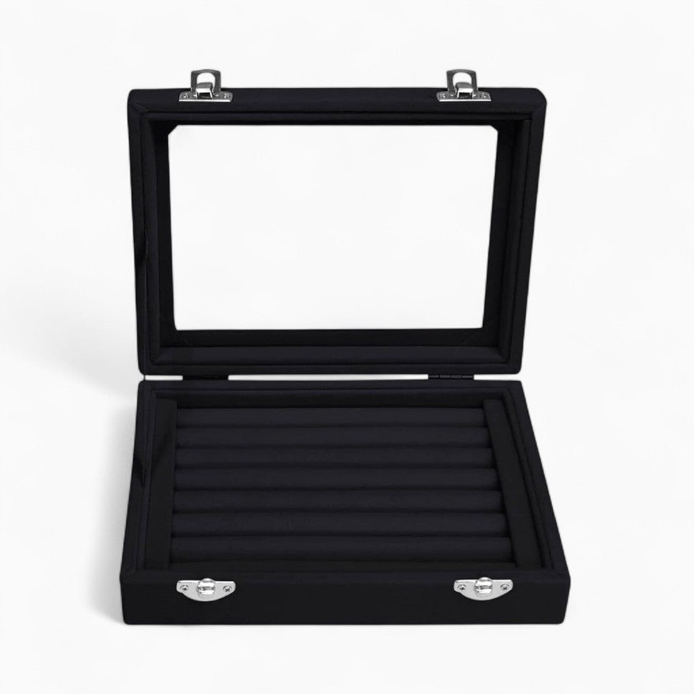 Boîte Bagues Velours Cuir Plateau Compact