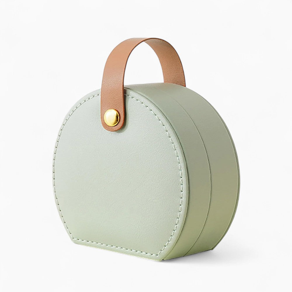Boîte Bijoux Cuir Ronde Velours Voyage