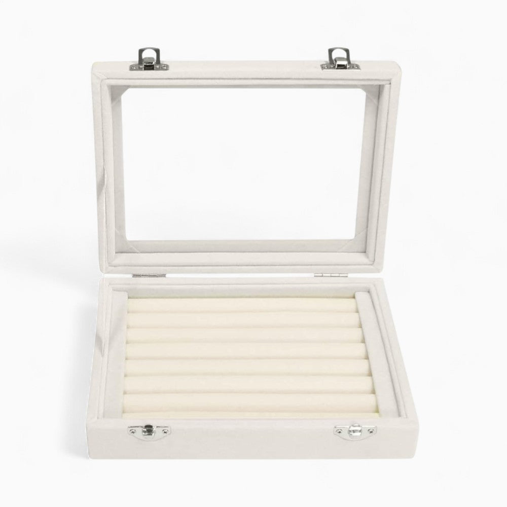 Boîte Bagues Velours Cuir Plateau Compact