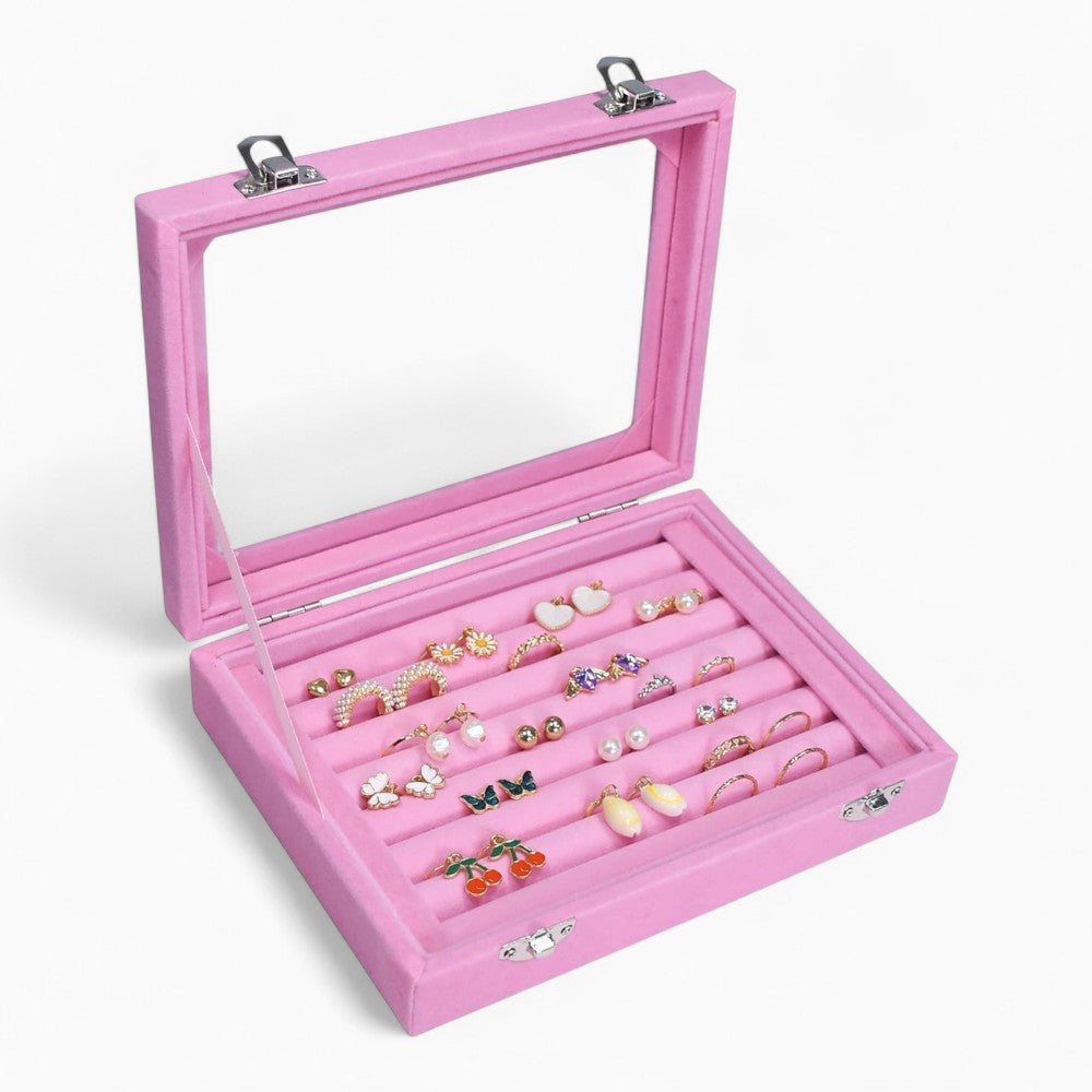 Boîte Bagues Velours Cuir Plateau Compact