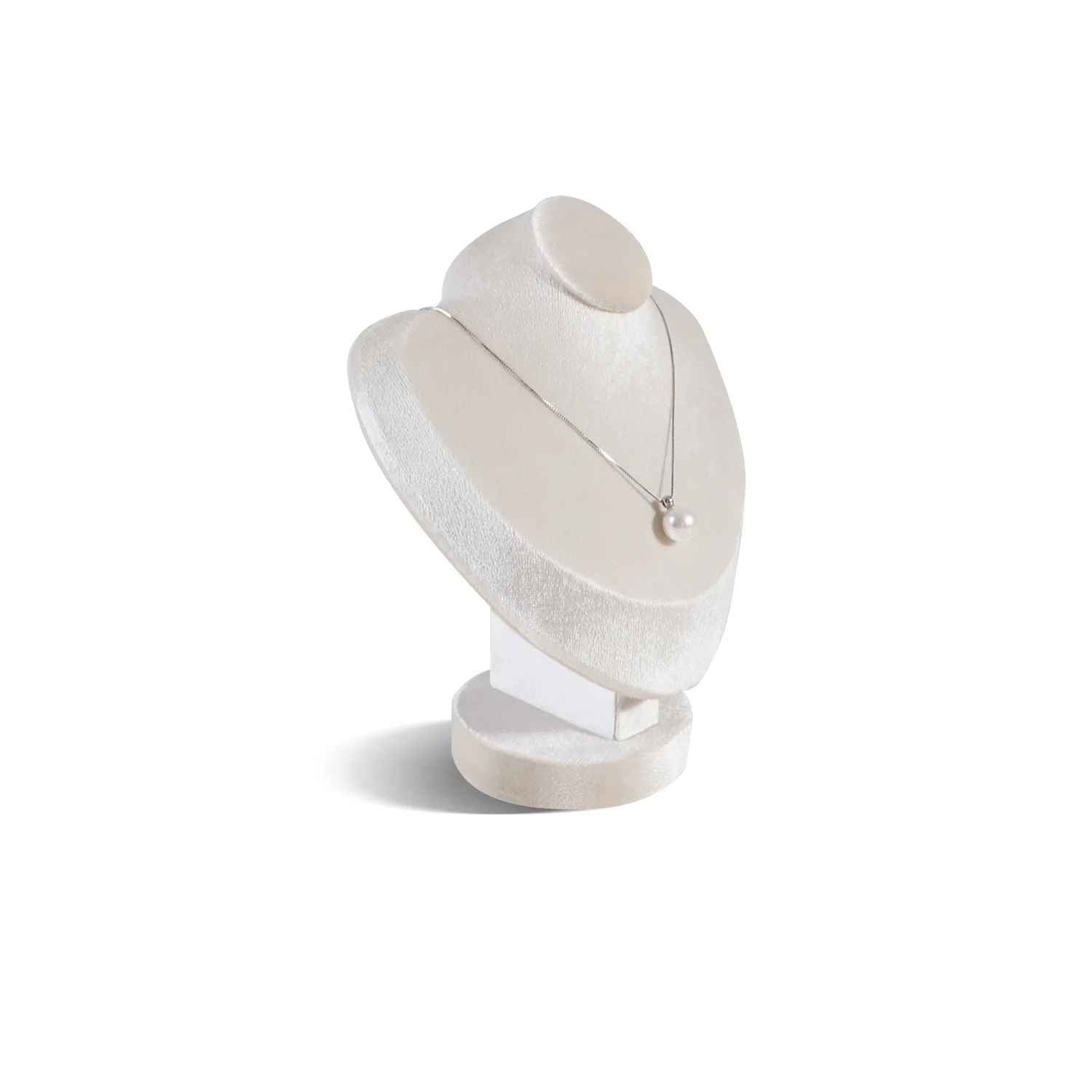 Buste collier velours blanc nacré 18cm
