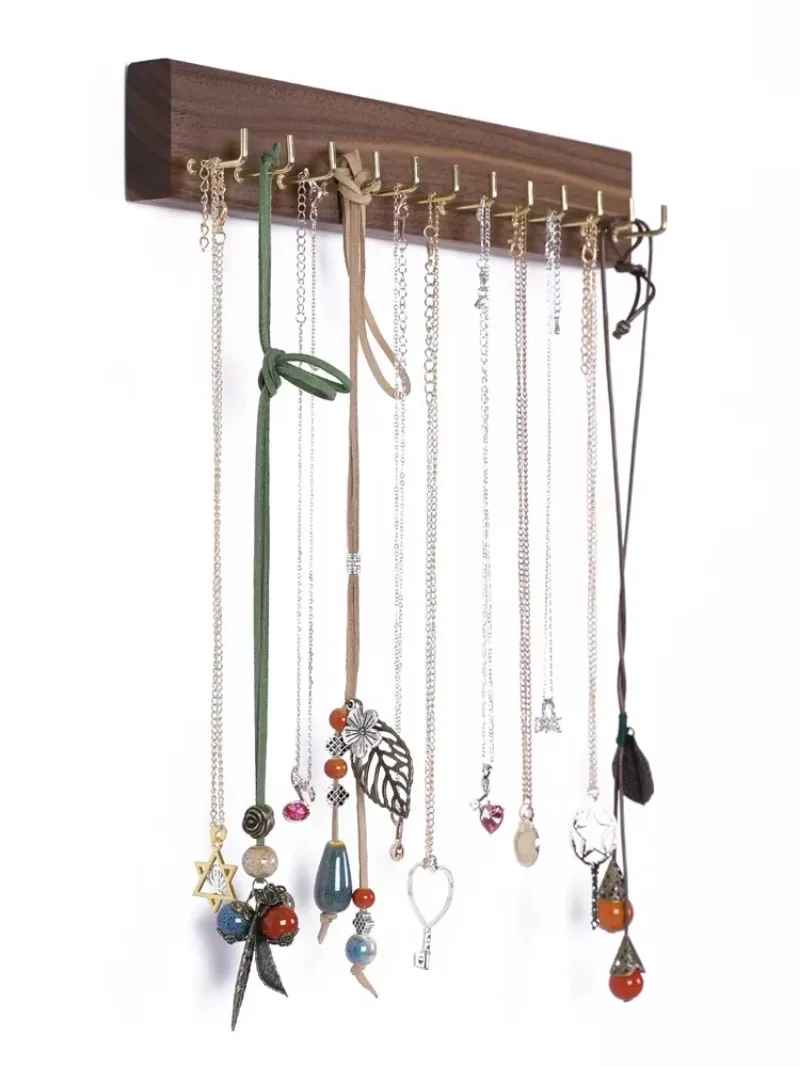 Présentoir Collier mural bois foncé 30cm