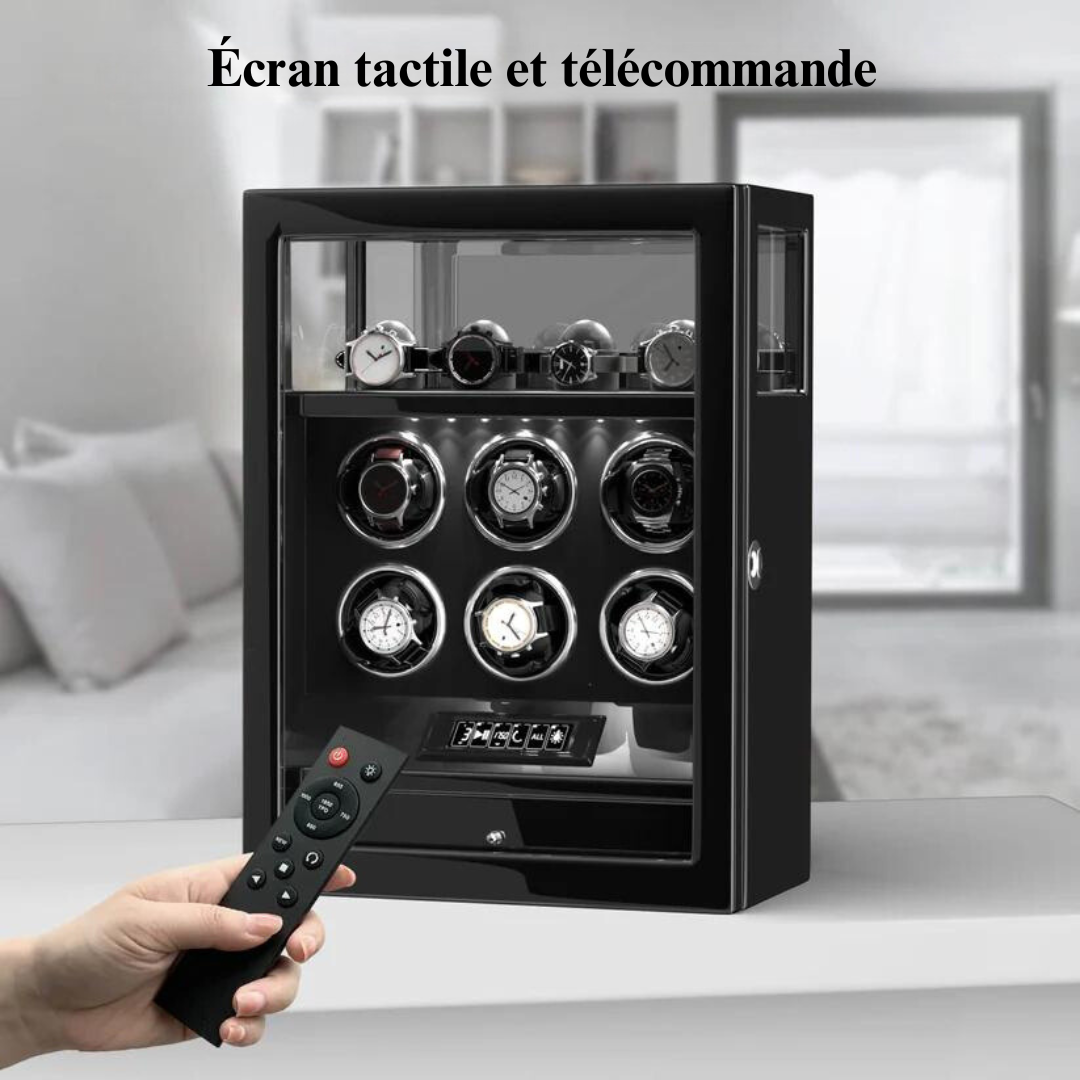 Coffre Fort Montre Cuir Noir 6 Places Biométrique Impérial