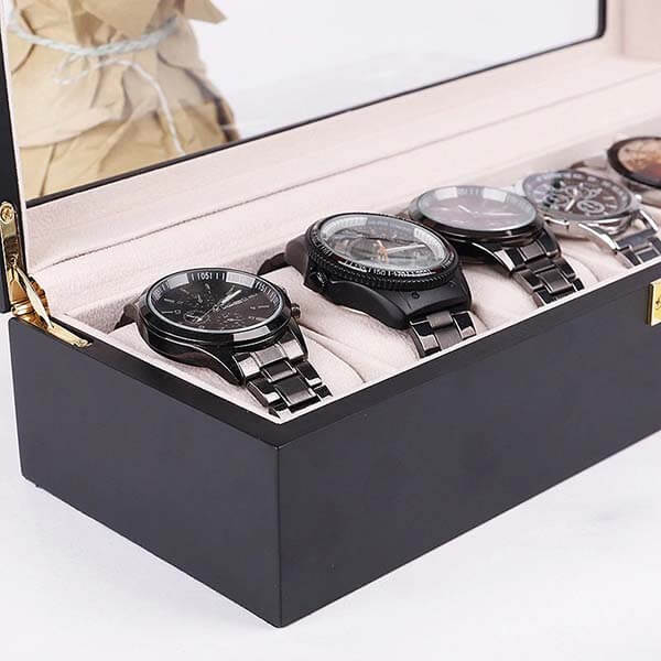 Boîte Rangement Montres Vitrine Luxe Noir Pro
