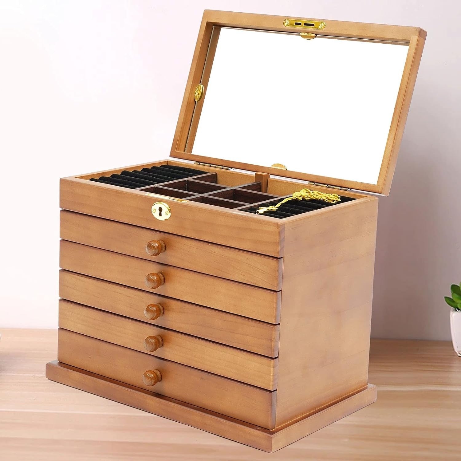 Boîte à Bijoux Bois 6 Tiroirs Professionnel