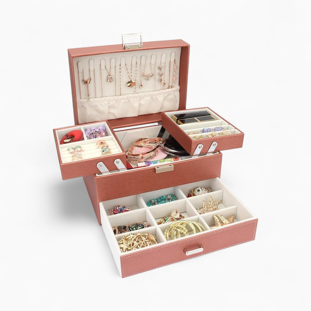 Boîte Bijoux Cuir Multi Rangements Tiroirs