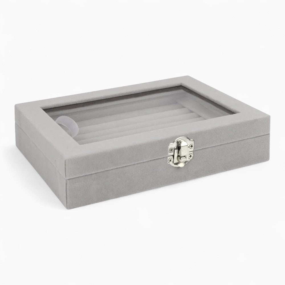 Boîte Bagues Velours Cuir Plateau Compact
