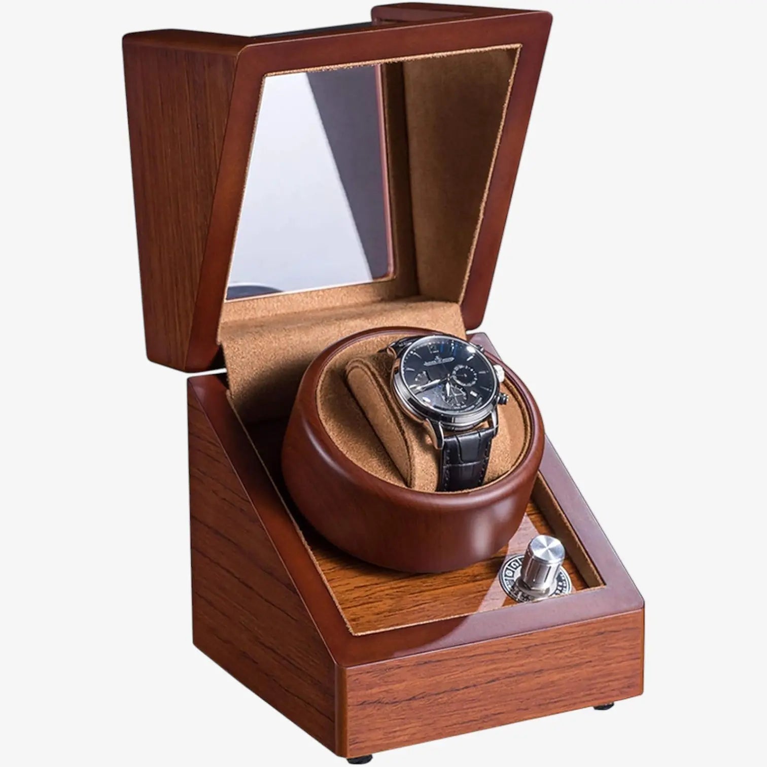 Remontoir Montre Bois Chêne Massif Vintage