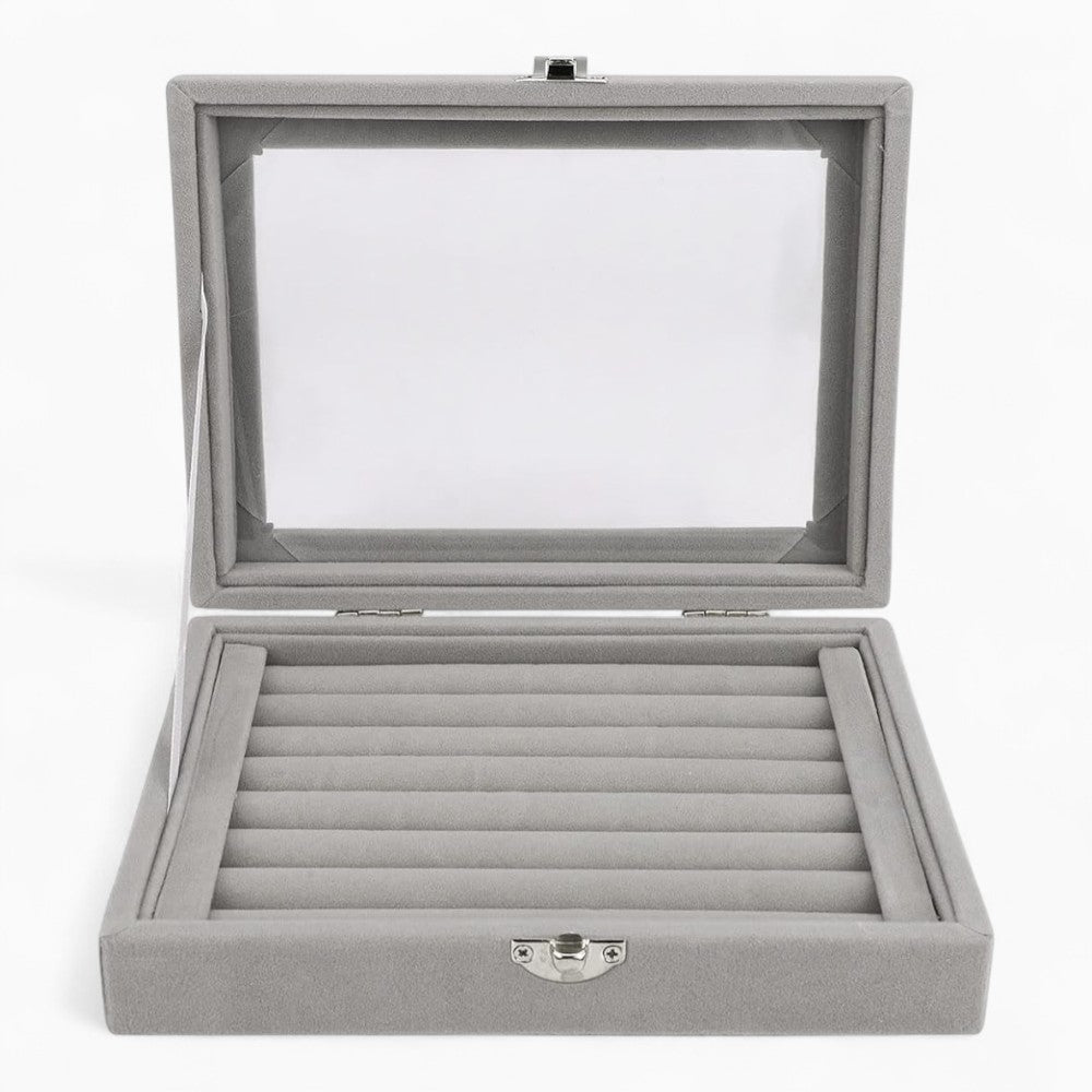Boîte Bagues Velours Cuir Plateau Compact