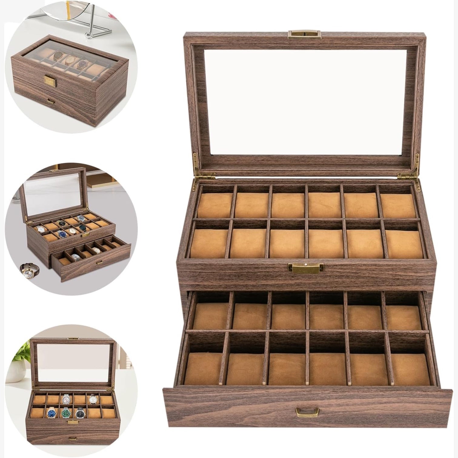 Coffret Montres Bois Massif 24 Places