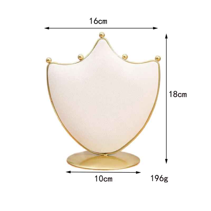 Présentoir à Bijoux Design Velours beige Métal Doré – Forme Bouclier