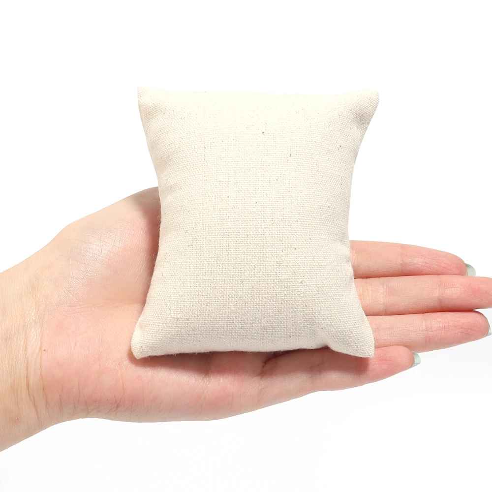 Présentoir Bracelet Coussin Carré Toile Beige Naturelle (8 × 9 cm)