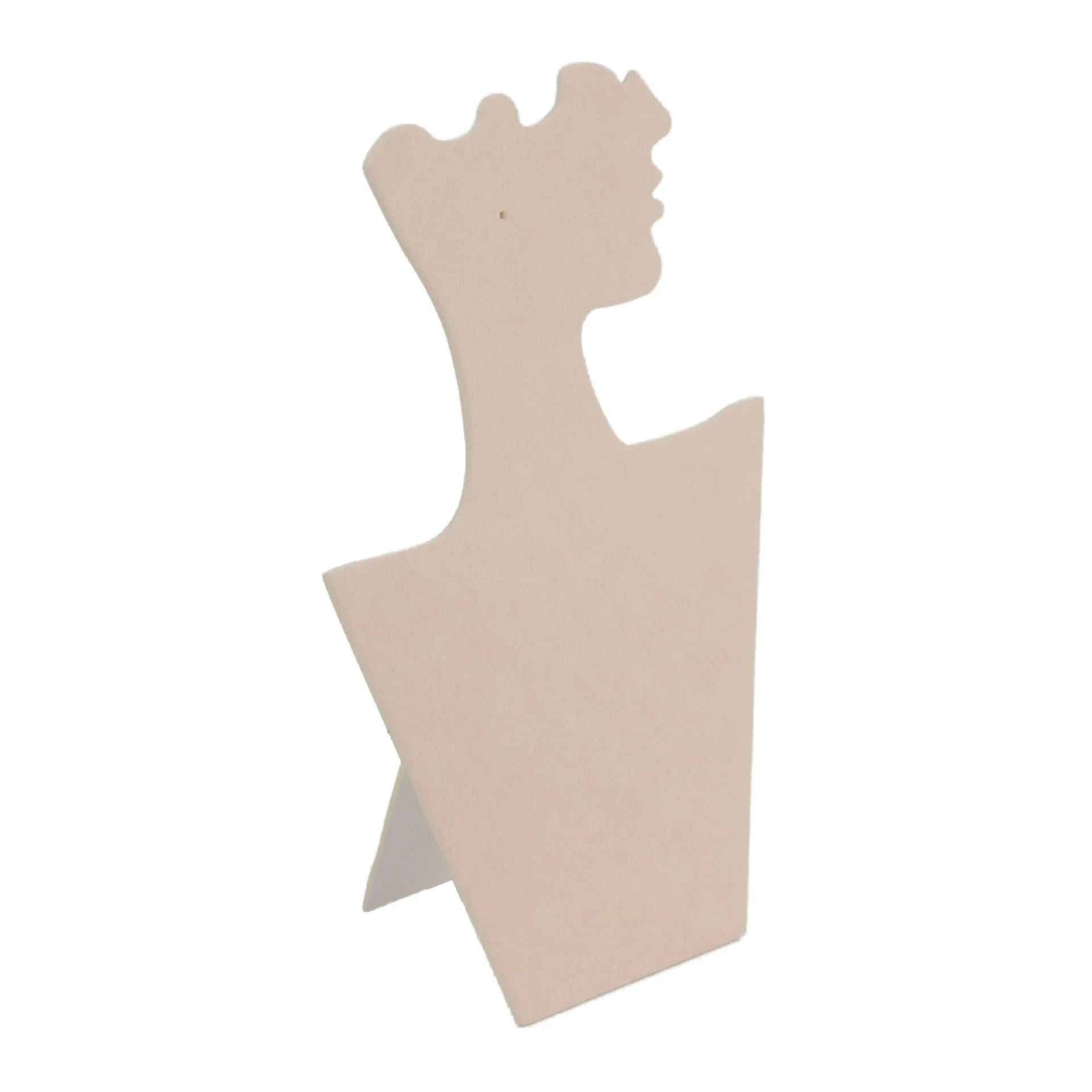 Présentoir Collier & Boucles d’Oreilles Silhouette Féminine en Flanelle Beige (30 × 21 cm)