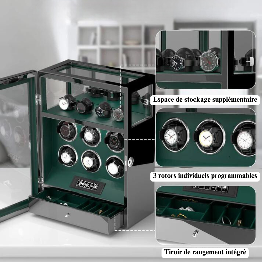 Coffre Fort Montre Cuir 6 Places Empreinte Biométrique