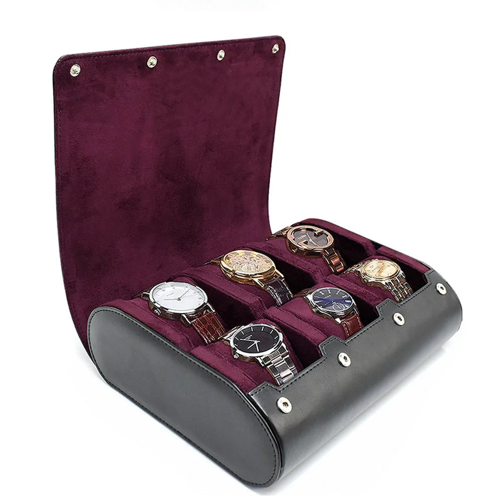 Étui Montre Cuir Voyage Rouleau 6 Fentes