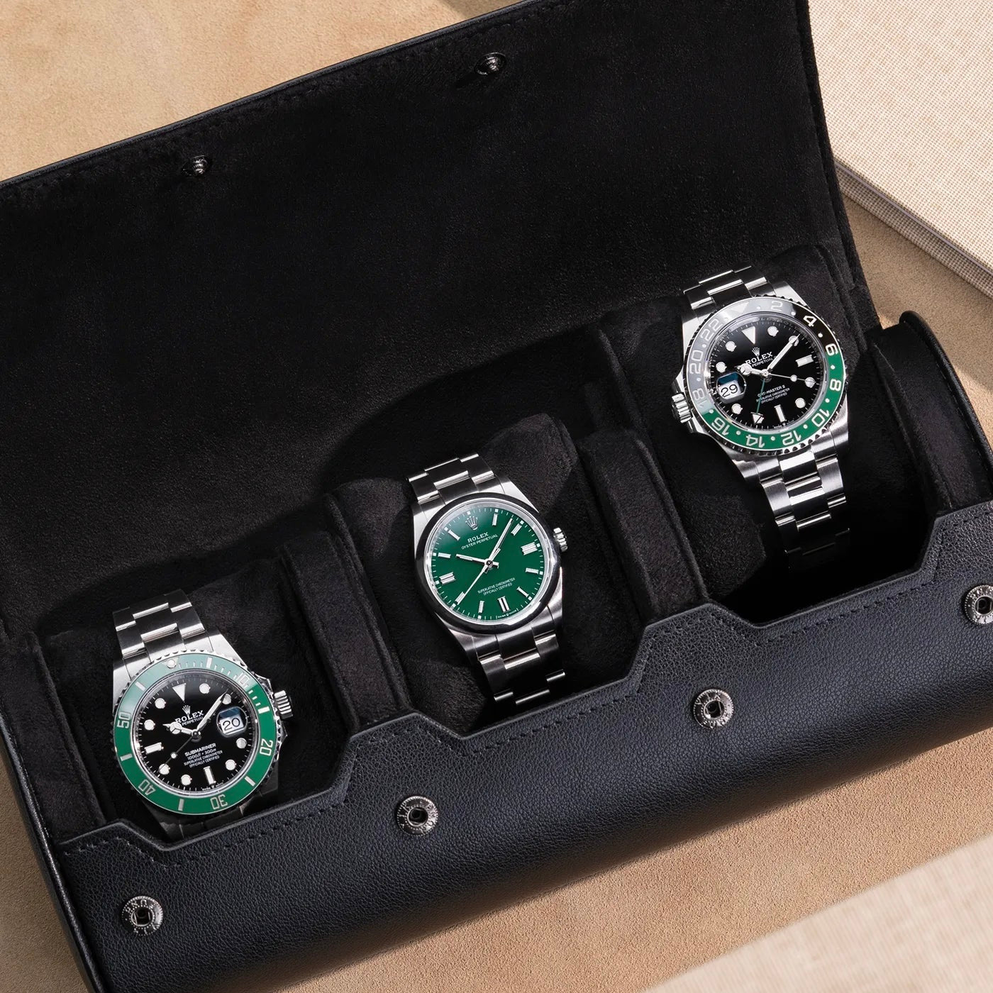 Étui Montres Cuir Véritable 3 Places Voyage