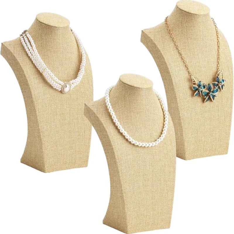 Présentoir Collier Coton Lin Beige