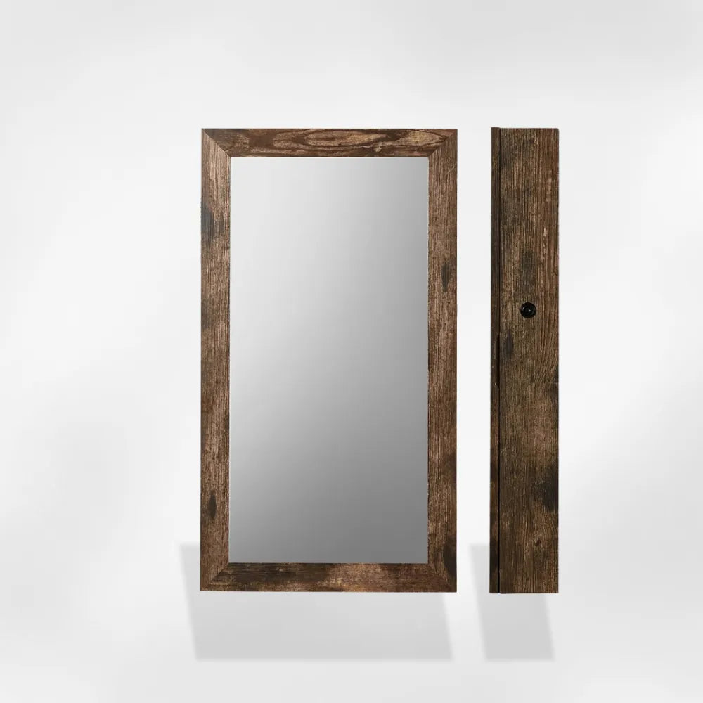 Boîte Bijoux Murale Bois Velours Miroir Effet Naturel