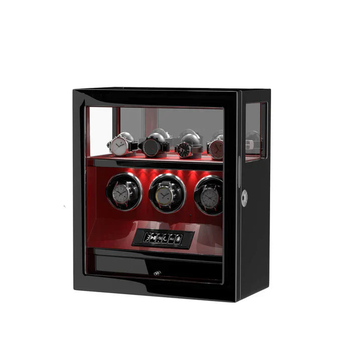 Coffre Fort Montre Cuir 3 Places Empreinte Digitale Premium