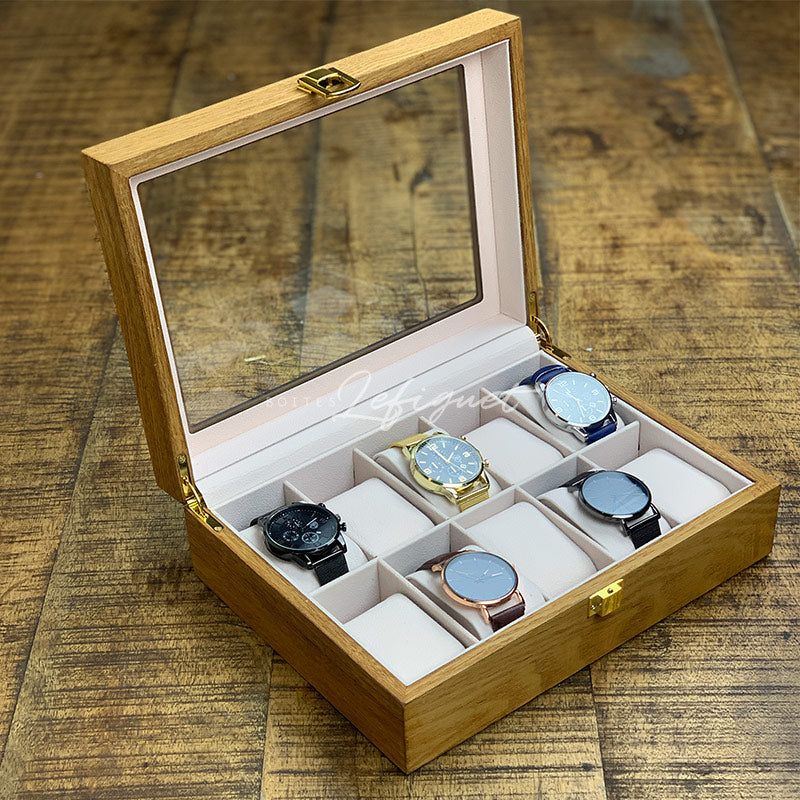 Coffret Montre Bois Luxueux 10 Slots Vitré Willow