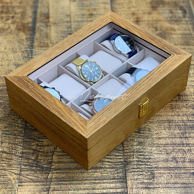 Coffret Montre Bois Luxueux 10 Slots Vitré Willow