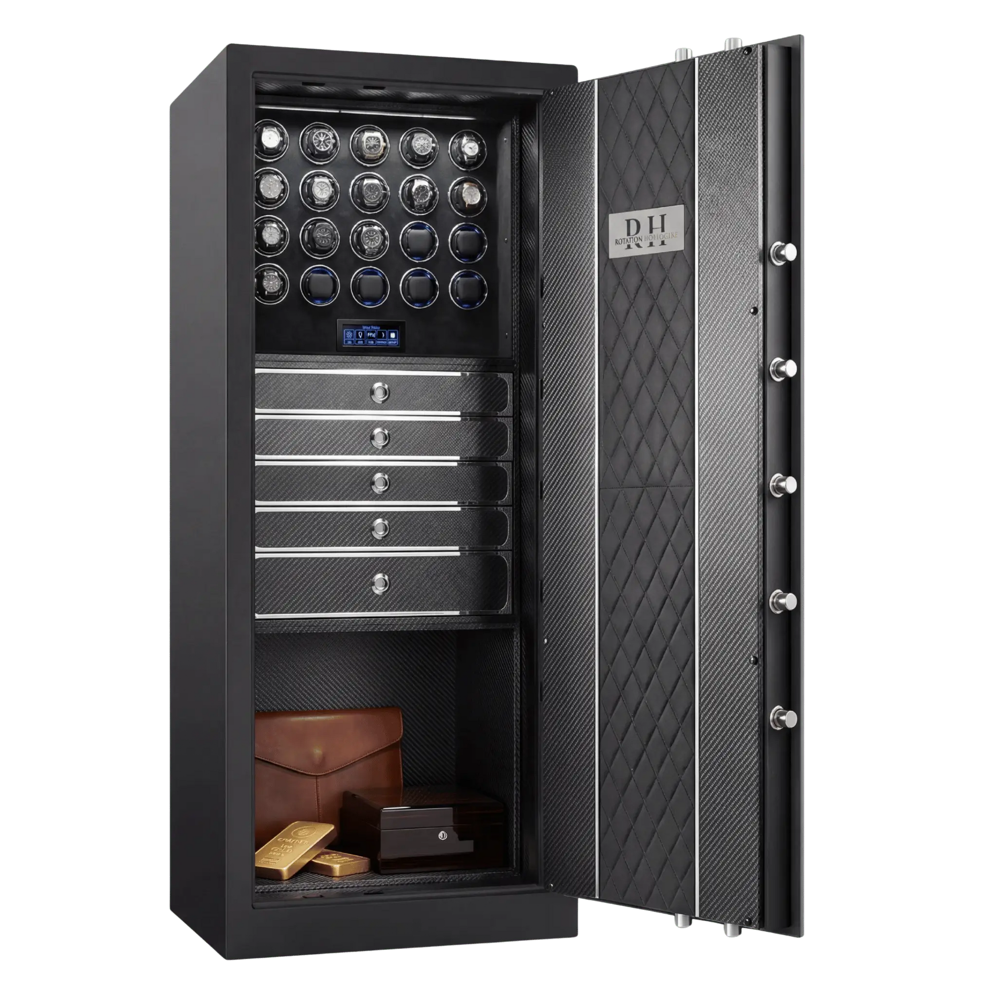 Coffre Fort Remontoir 20 Montres Cuir Vitrine