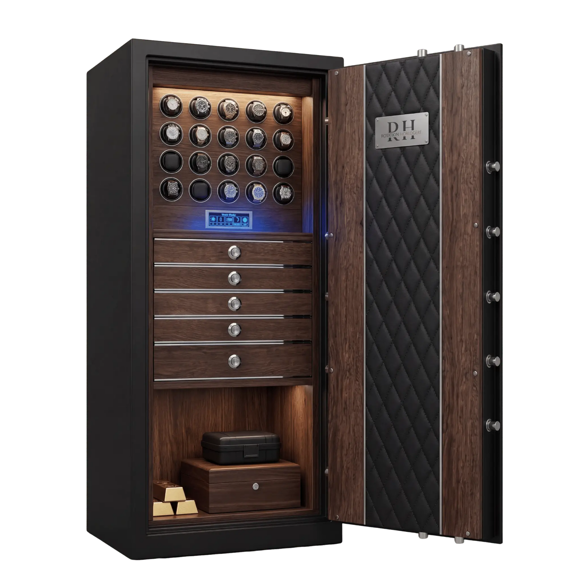 Coffre Fort Remontoir 20 Montres Cuir Vitrine